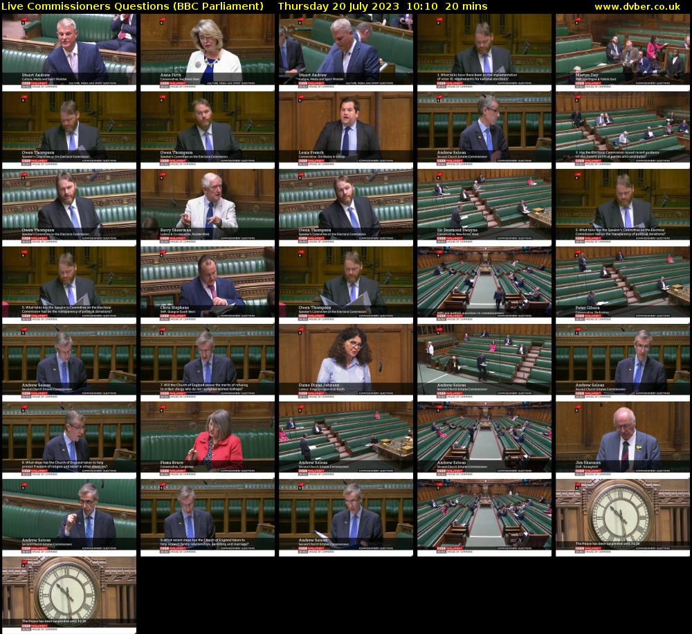 Live Commissioners Questions (BBC Parliament) Thursday 20 July 2023 10:10 - 10:30