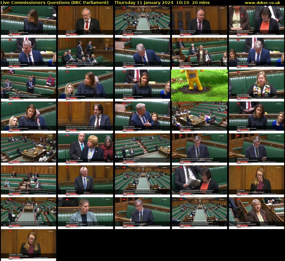 Live Commissioners Questions (BBC Parliament) Thursday 11 January 2024 10:10 - 10:30