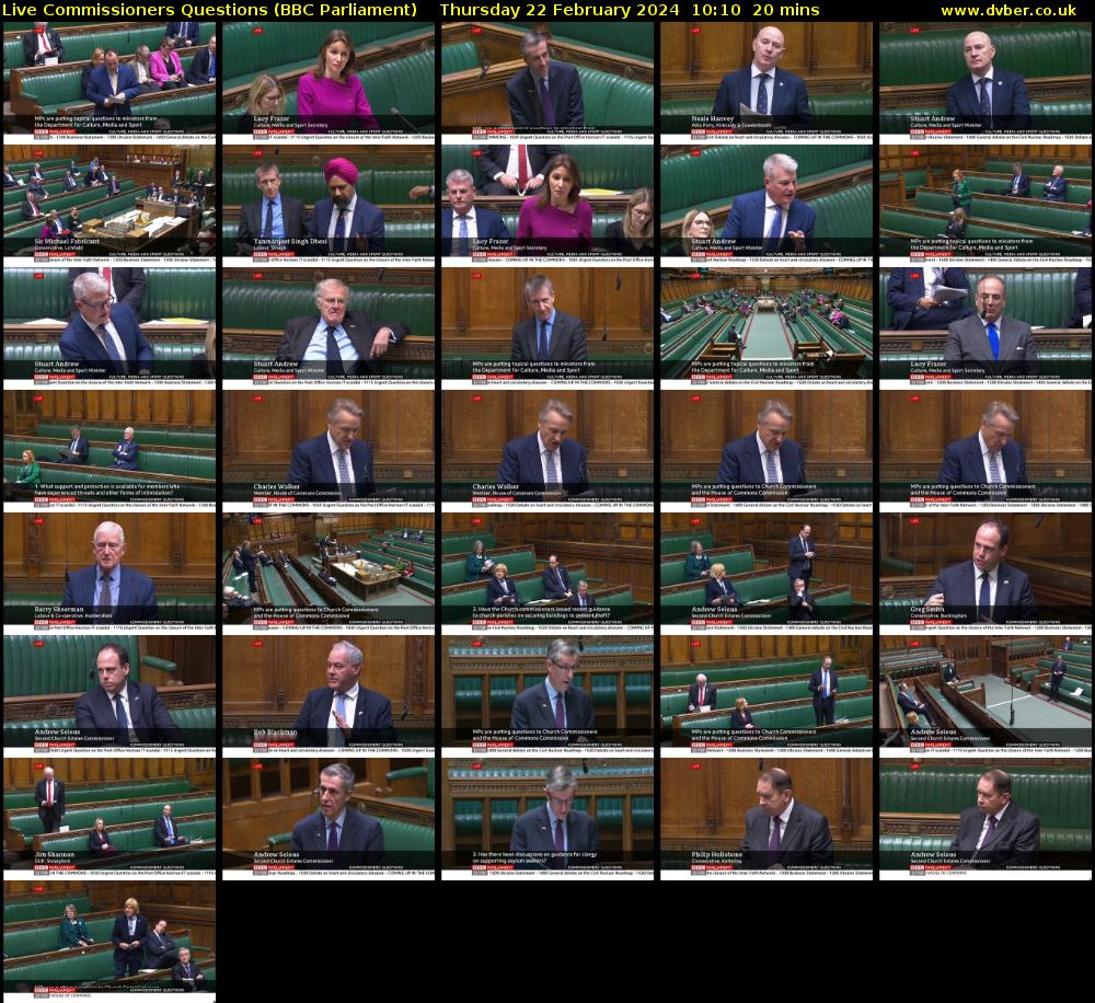 Live Commissioners Questions (BBC Parliament) Thursday 22 February 2024 10:10 - 10:30