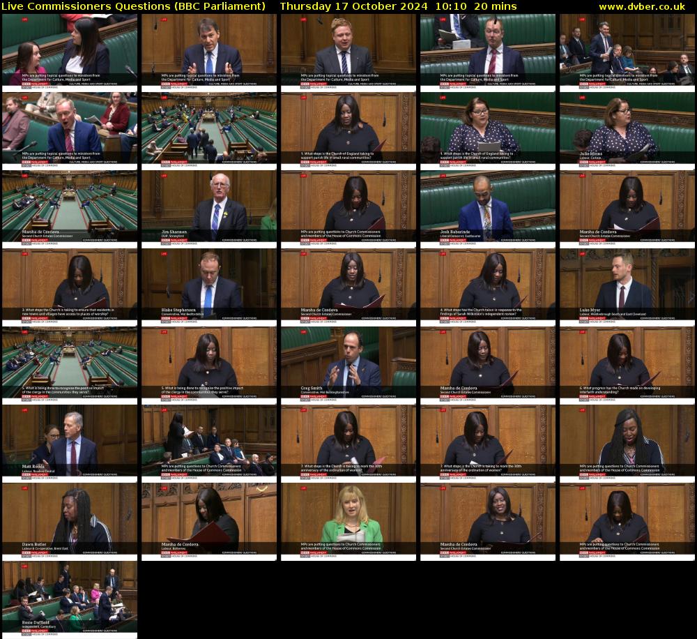 Live Commissioners Questions (BBC Parliament) Thursday 17 October 2024 10:10 - 10:30