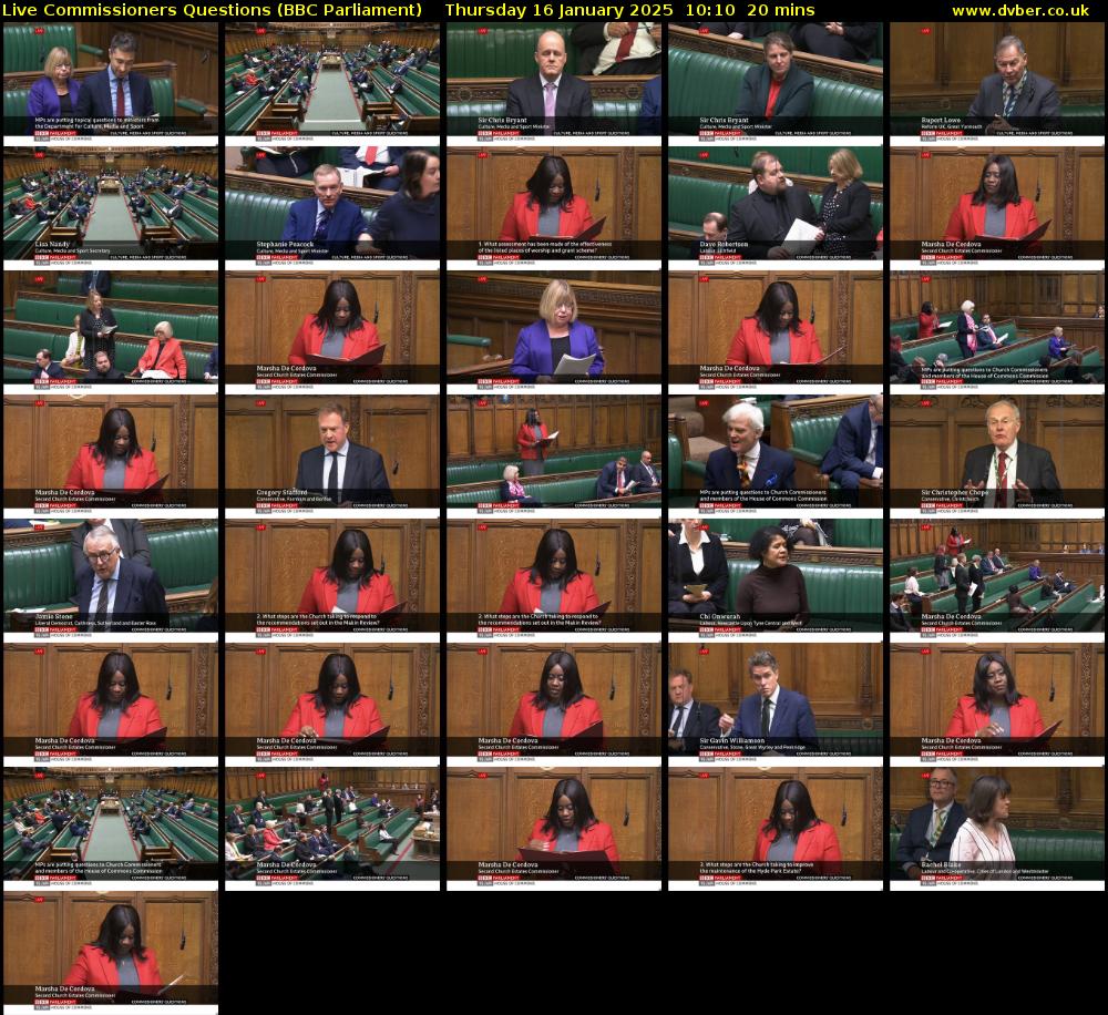 Live Commissioners Questions (BBC Parliament) Thursday 16 January 2025 10:10 - 10:30