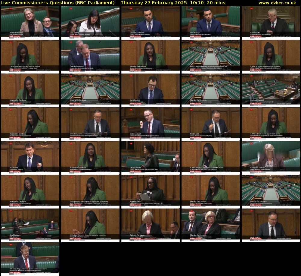 Live Commissioners Questions (BBC Parliament) Thursday 27 February 2025 10:10 - 10:30