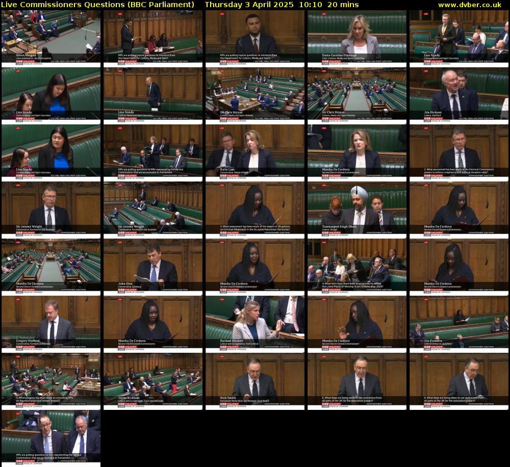 Live Commissioners Questions (BBC Parliament) Thursday 3 April 2025 10:10 - 10:30