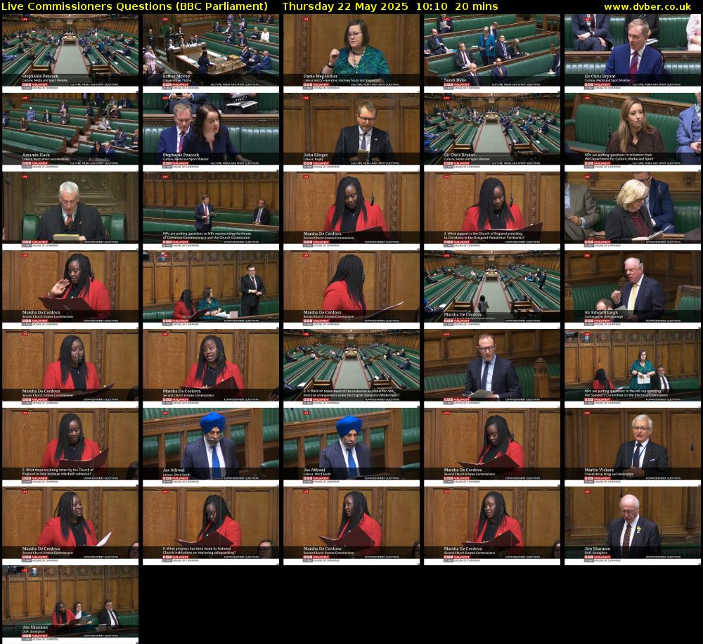Live Commissioners Questions (BBC Parliament) Thursday 22 May 2025 10:10 - 10:30