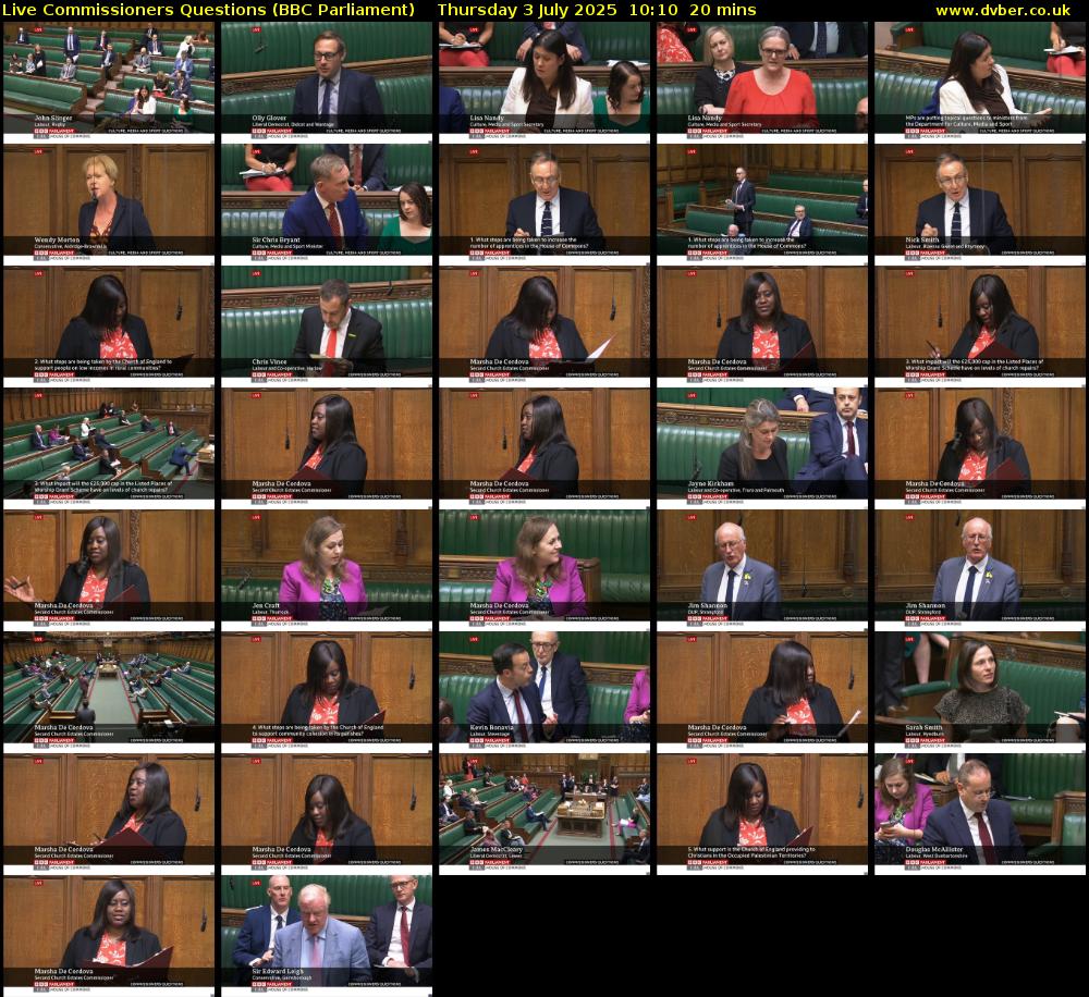Live Commissioners Questions (BBC Parliament) Thursday 3 July 2025 10:10 - 10:30