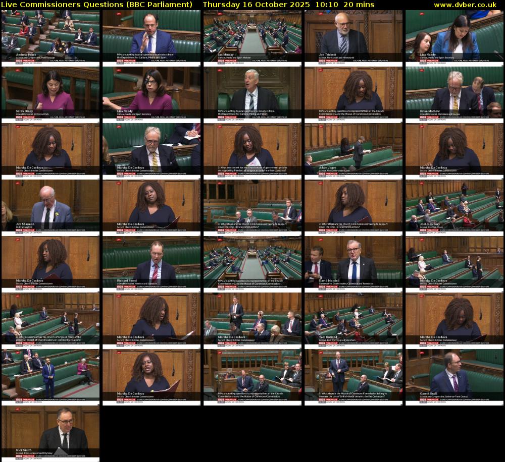 Live Commissioners Questions (BBC Parliament) Thursday 16 October 2025 10:10 - 10:30