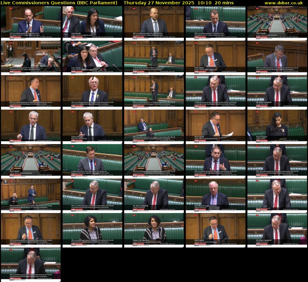Live Commissioners Questions (BBC Parliament) Thursday 27 November 2025 10:10 - 10:30