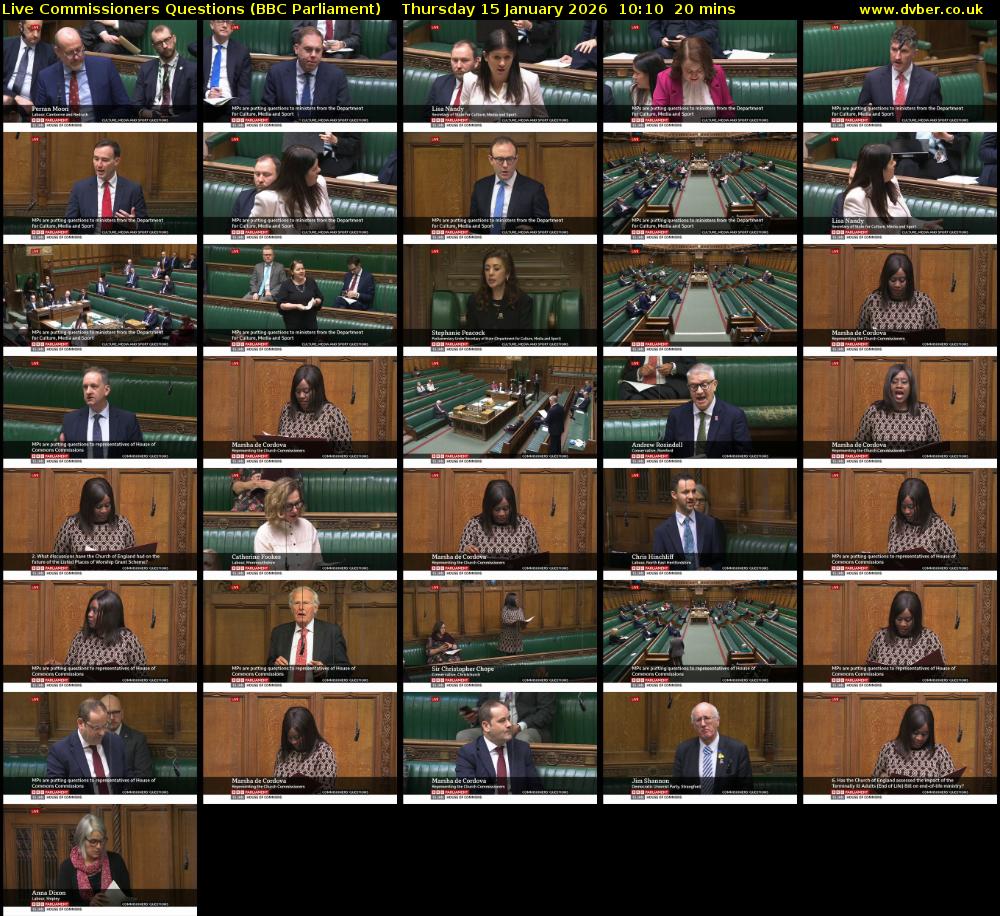 Live Commissioners Questions (BBC Parliament) Thursday 15 January 2026 10:10 - 10:30