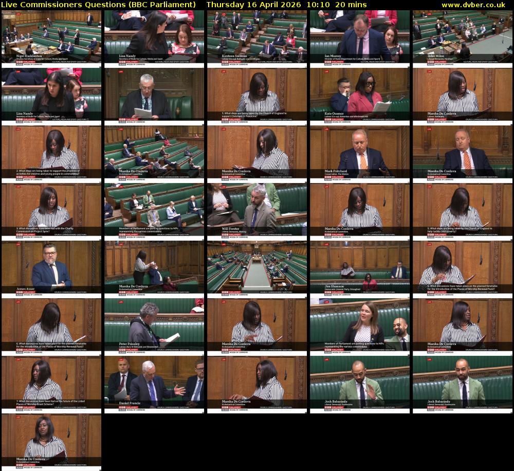 Live Commissioners Questions (BBC Parliament) Thursday 16 April 2026 10:10 - 10:30