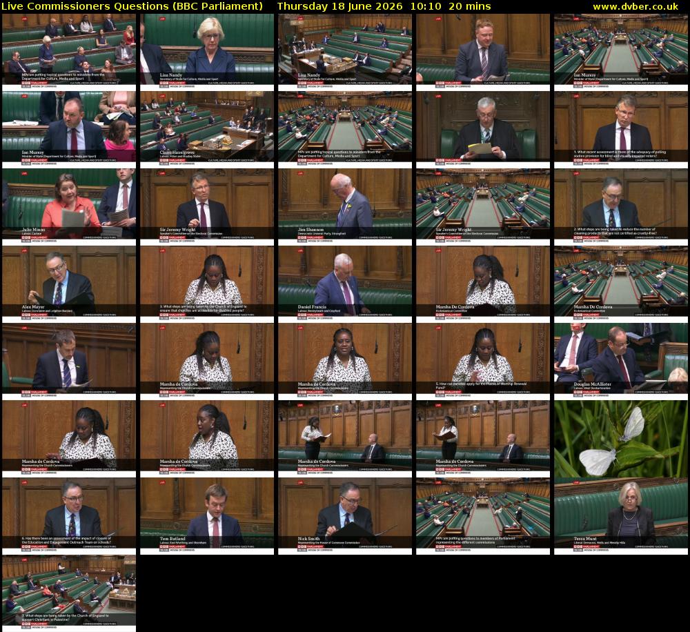 Live Commissioners Questions (BBC Parliament) Thursday 18 June 2026 10:10 - 10:30