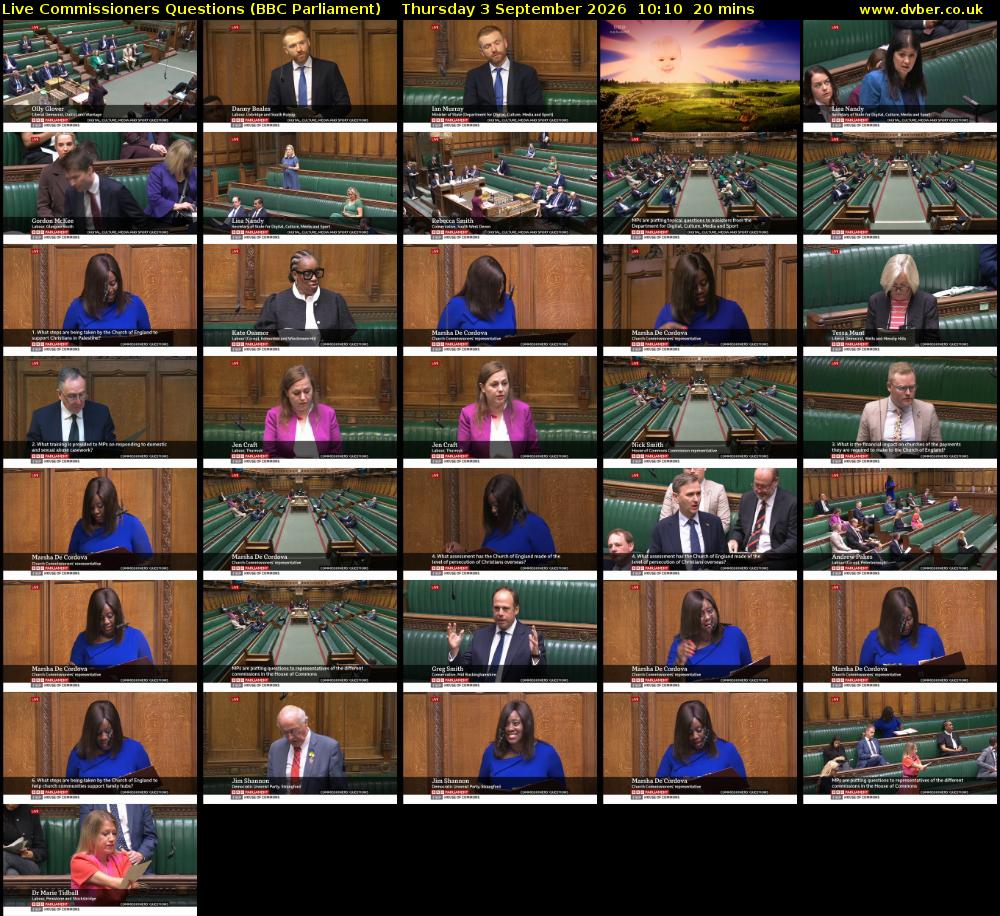 Live Commissioners Questions (BBC Parliament) Thursday 3 September 2026 10:10 - 10:30