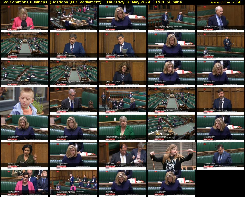 Live Commons Business Questions (BBC Parliament) Thursday 16 May 2024 11:00 - 12:00