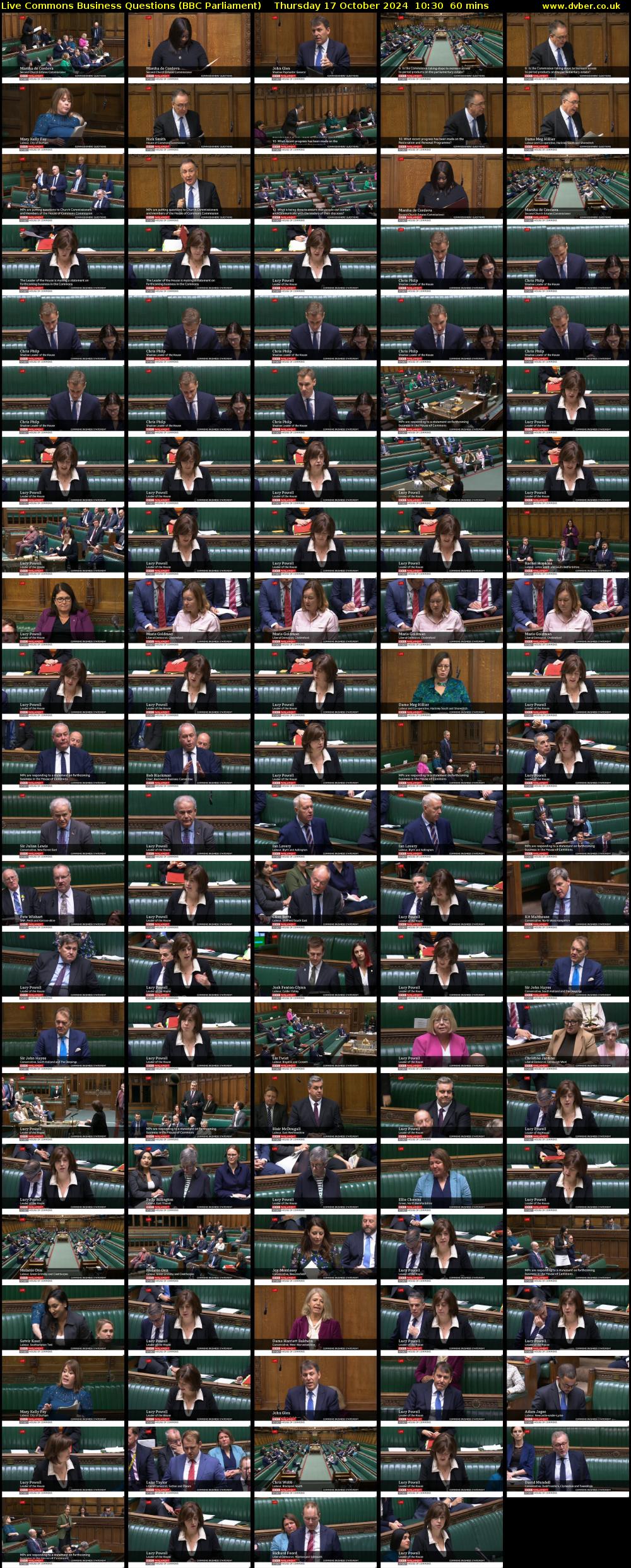 Live Commons Business Questions (BBC Parliament) Thursday 17 October 2024 10:30 - 11:30