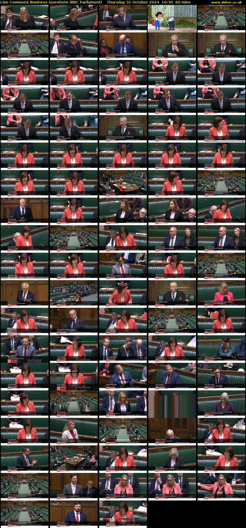 Live Commons Business Questions (BBC Parliament) Thursday 31 October 2024 10:30 - 11:30
