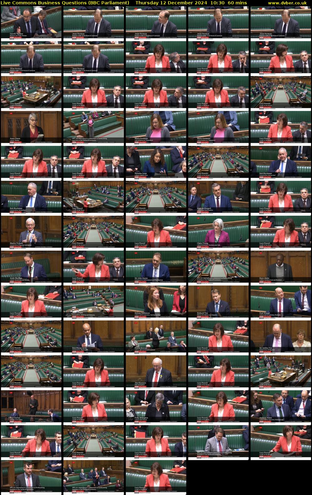 Live Commons Business Questions (BBC Parliament) Thursday 12 December 2024 10:30 - 11:30
