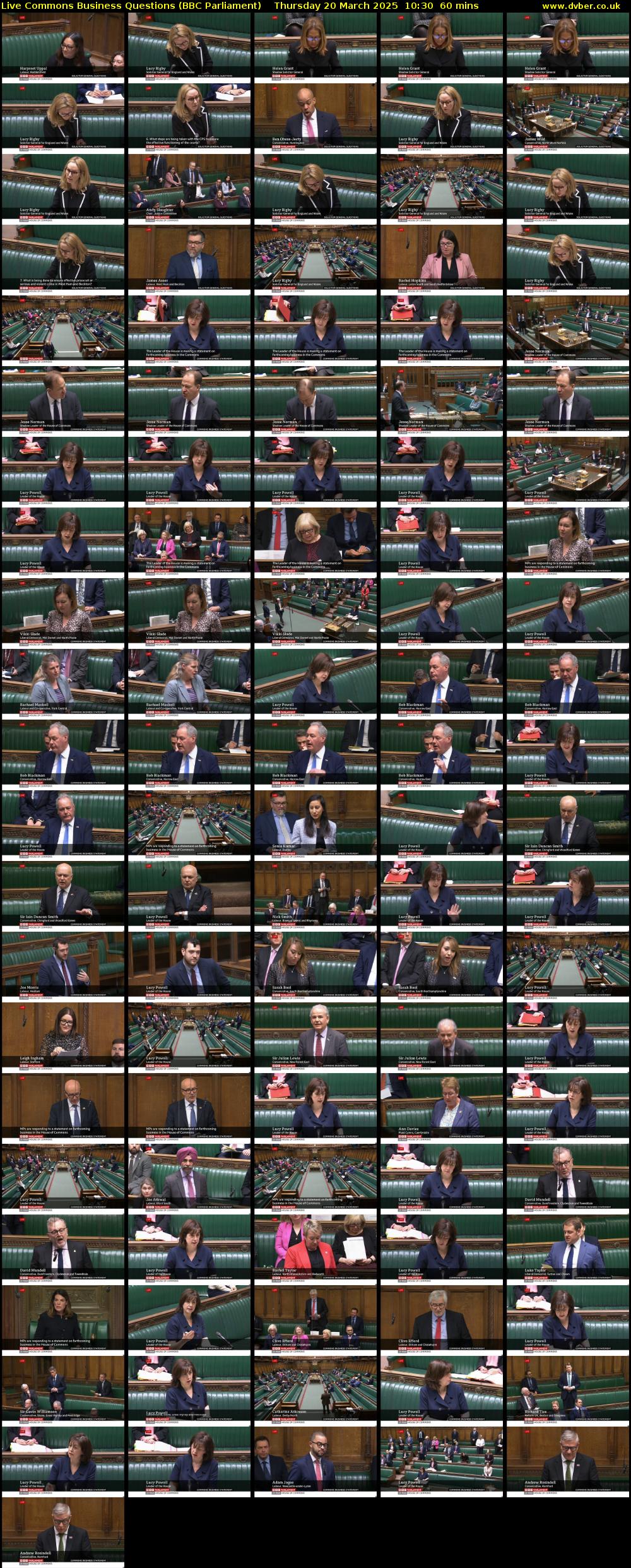 Live Commons Business Questions (BBC Parliament) Thursday 20 March 2025 10:30 - 11:30