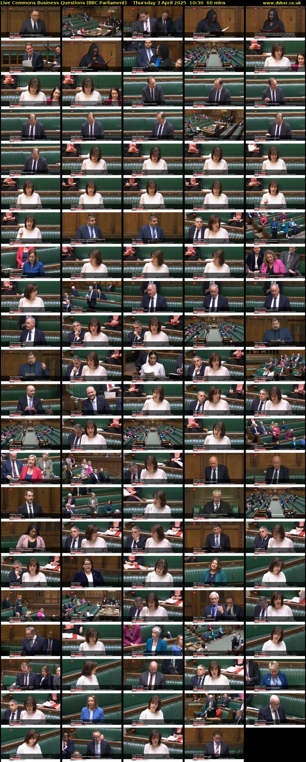 Live Commons Business Questions (BBC Parliament) Thursday 3 April 2025 10:30 - 11:30
