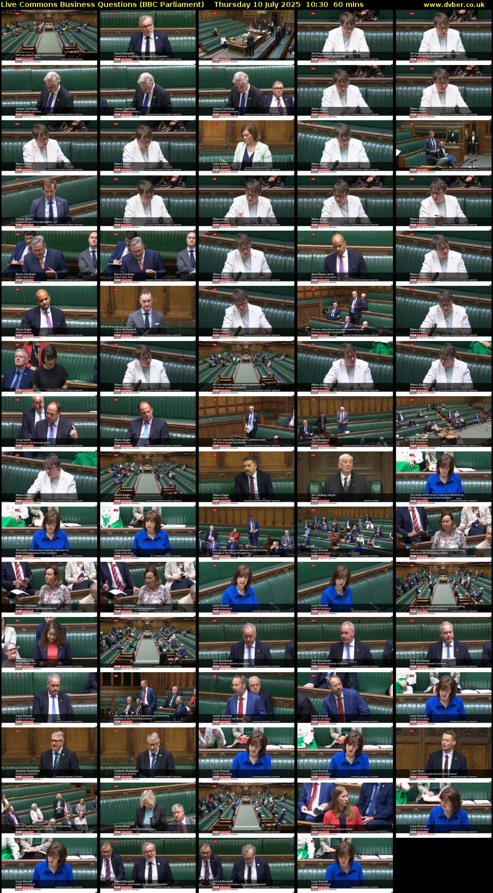 Live Commons Business Questions (BBC Parliament) Thursday 10 July 2025 10:30 - 11:30