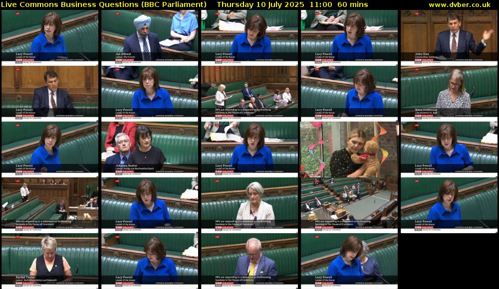 Live Commons Business Questions (BBC Parliament) Thursday 10 July 2025 11:00 - 12:00