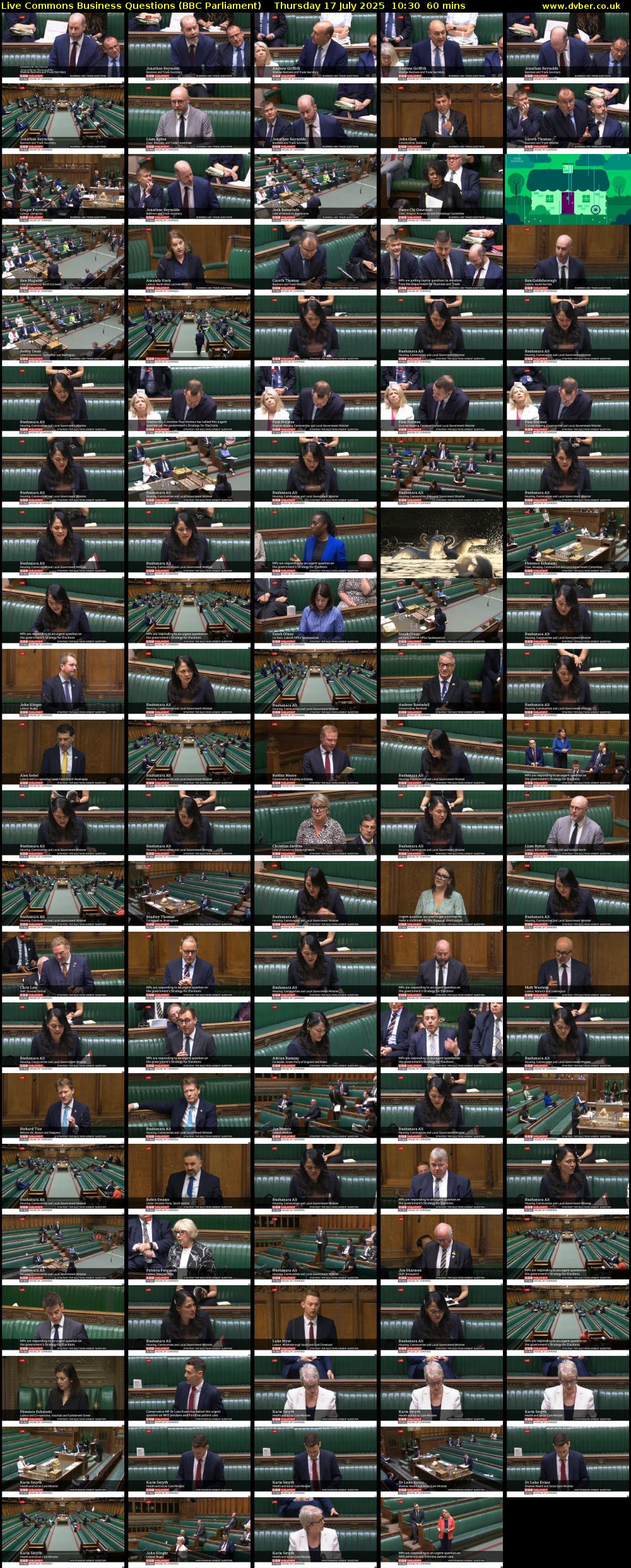 Live Commons Business Questions (BBC Parliament) Thursday 17 July 2025 10:30 - 11:30