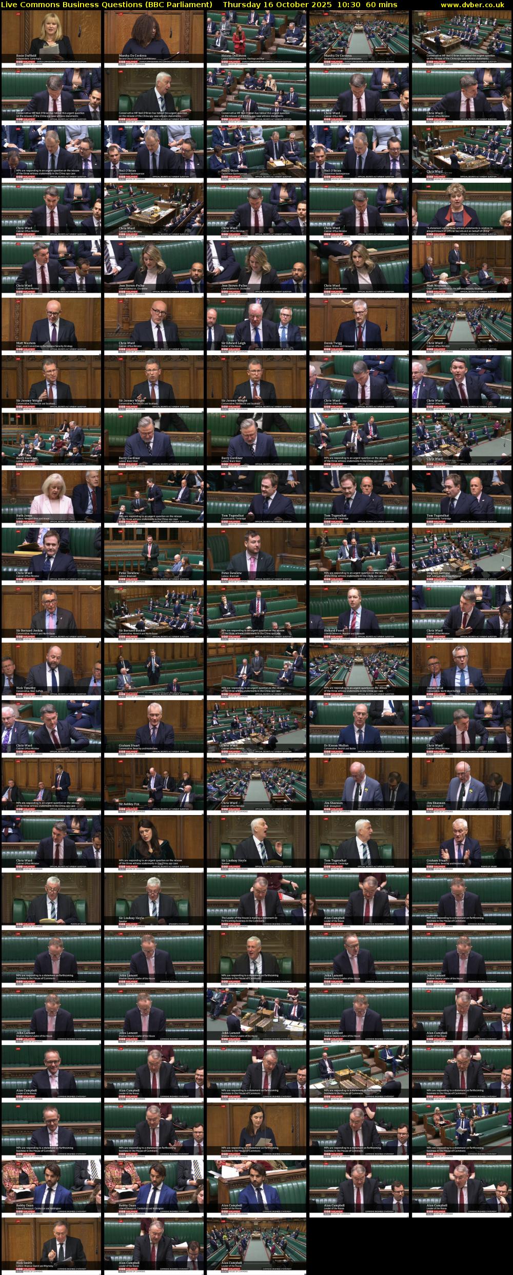 Live Commons Business Questions (BBC Parliament) Thursday 16 October 2025 10:30 - 11:30