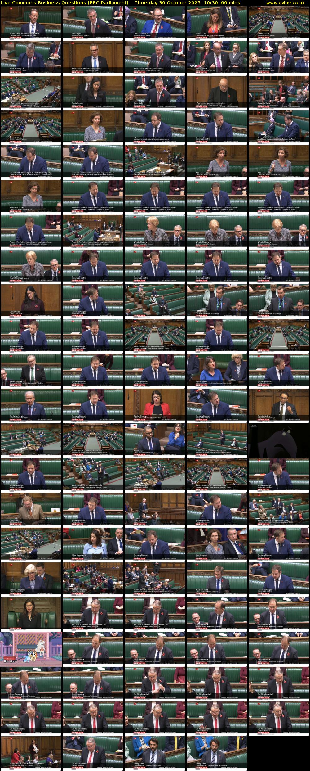 Live Commons Business Questions (BBC Parliament) Thursday 30 October 2025 10:30 - 11:30