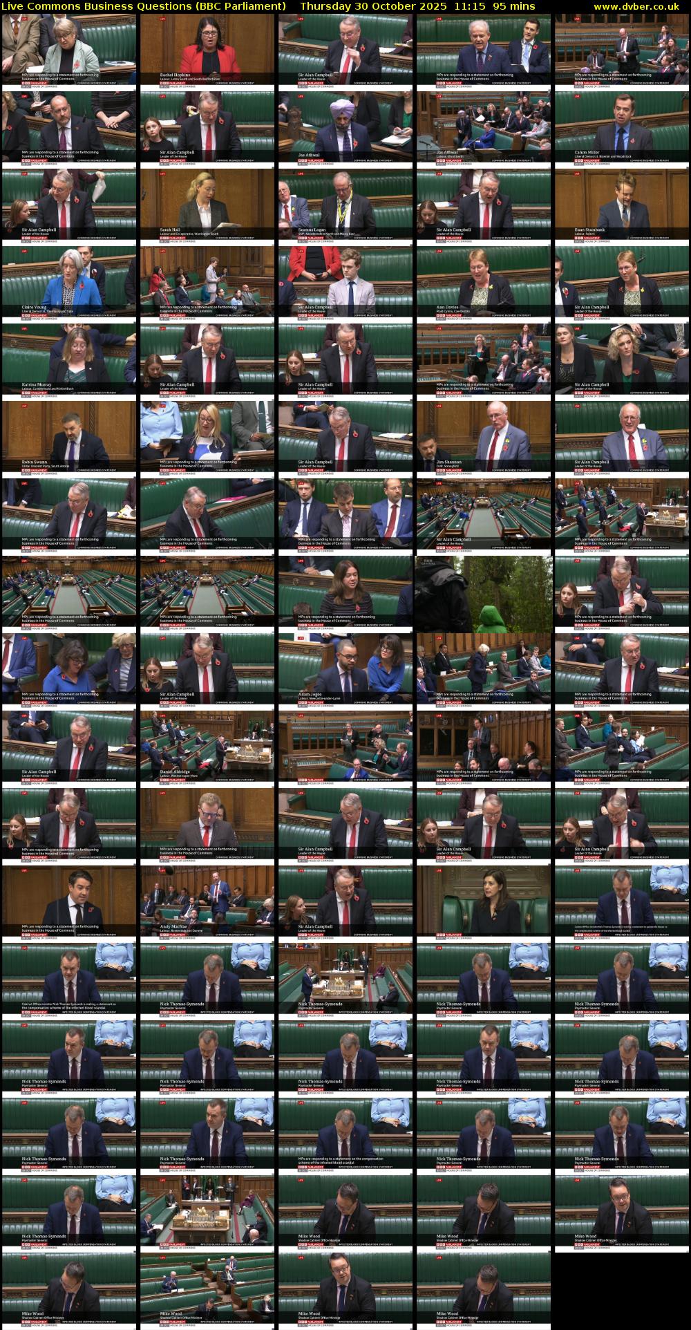 Live Commons Business Questions (BBC Parliament) Thursday 30 October 2025 11:15 - 12:50