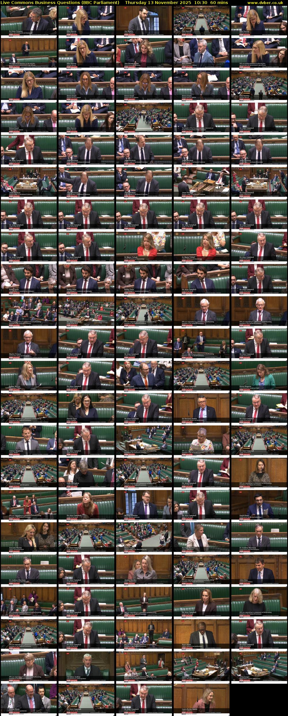 Live Commons Business Questions (BBC Parliament) Thursday 13 November 2025 10:30 - 11:30
