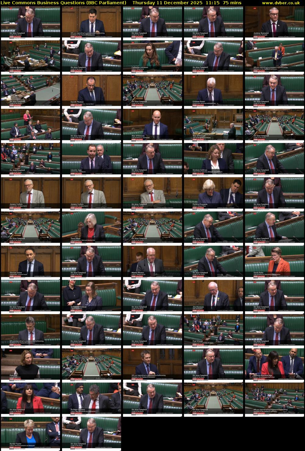 Live Commons Business Questions (BBC Parliament) Thursday 11 December 2025 11:15 - 12:30