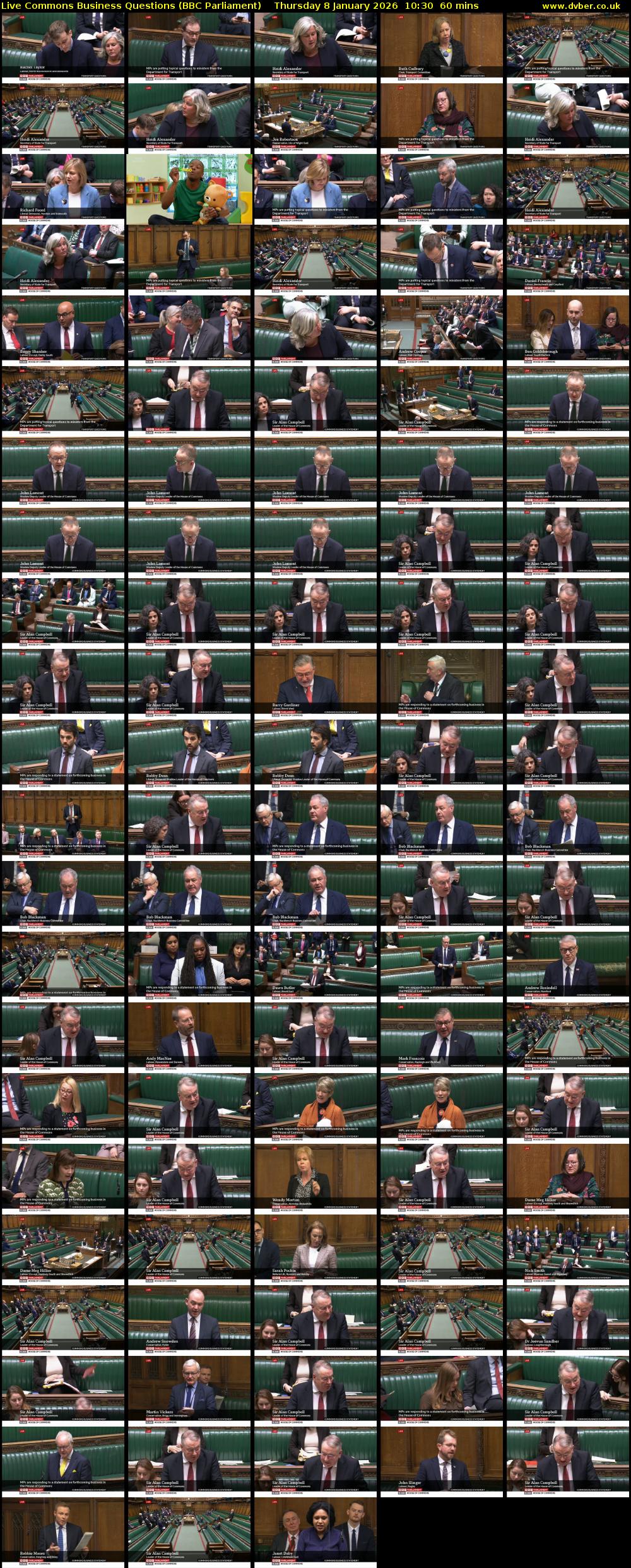 Live Commons Business Questions (BBC Parliament) Thursday 8 January 2026 10:30 - 11:30