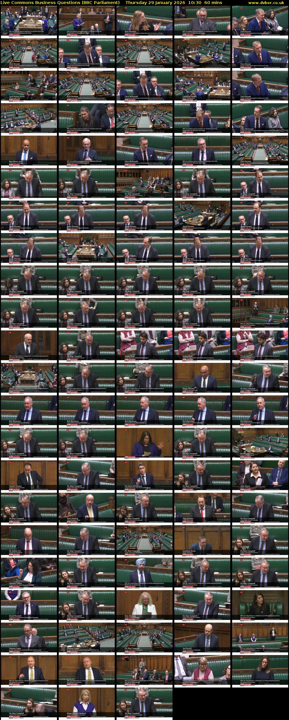 Live Commons Business Questions (BBC Parliament) Thursday 29 January 2026 10:30 - 11:30