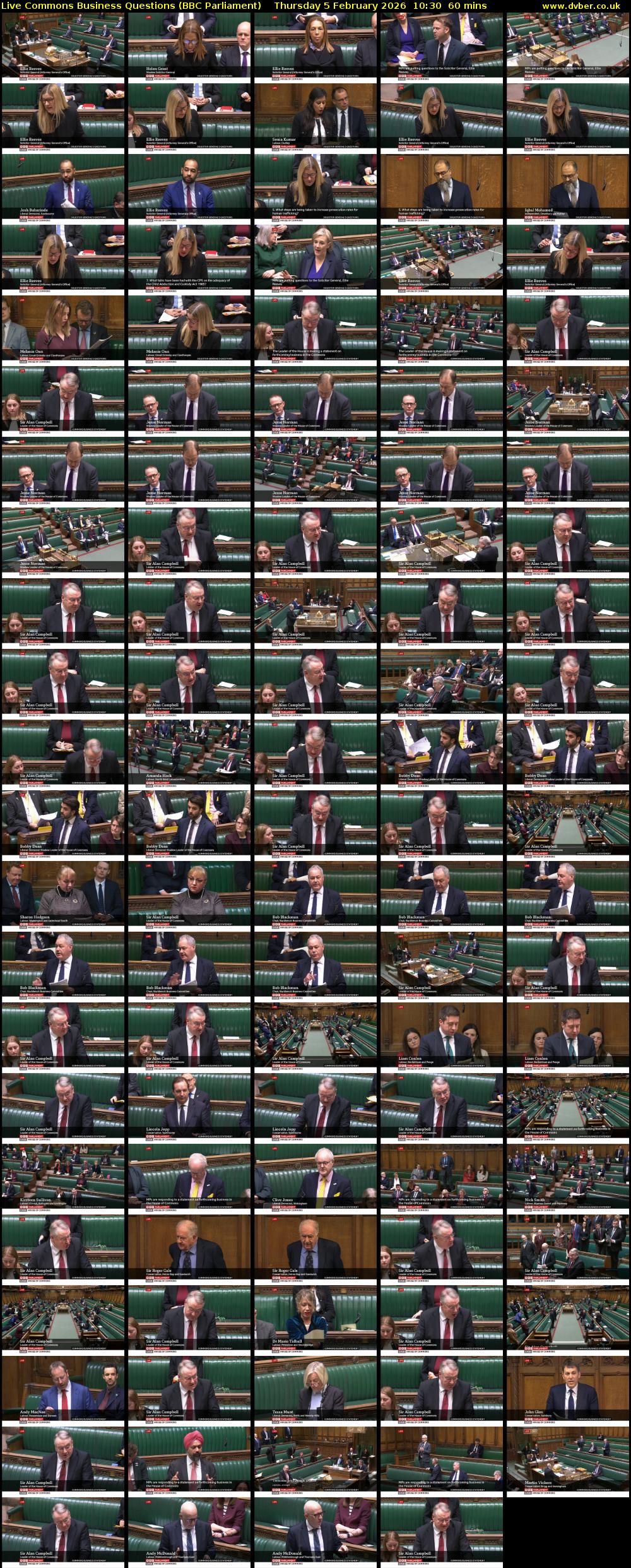 Live Commons Business Questions (BBC Parliament) Thursday 5 February 2026 10:30 - 11:30