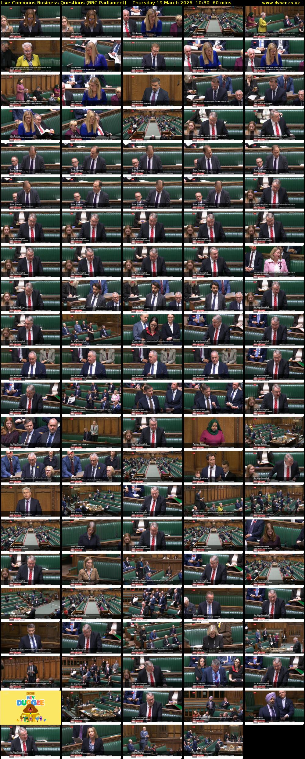 Live Commons Business Questions (BBC Parliament) Thursday 19 March 2026 10:30 - 11:30