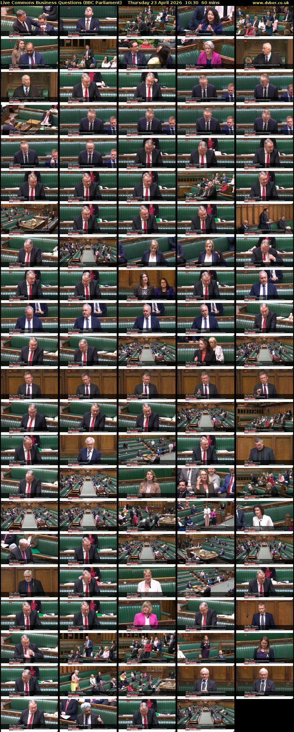 Live Commons Business Questions (BBC Parliament) Thursday 23 April 2026 10:30 - 11:30