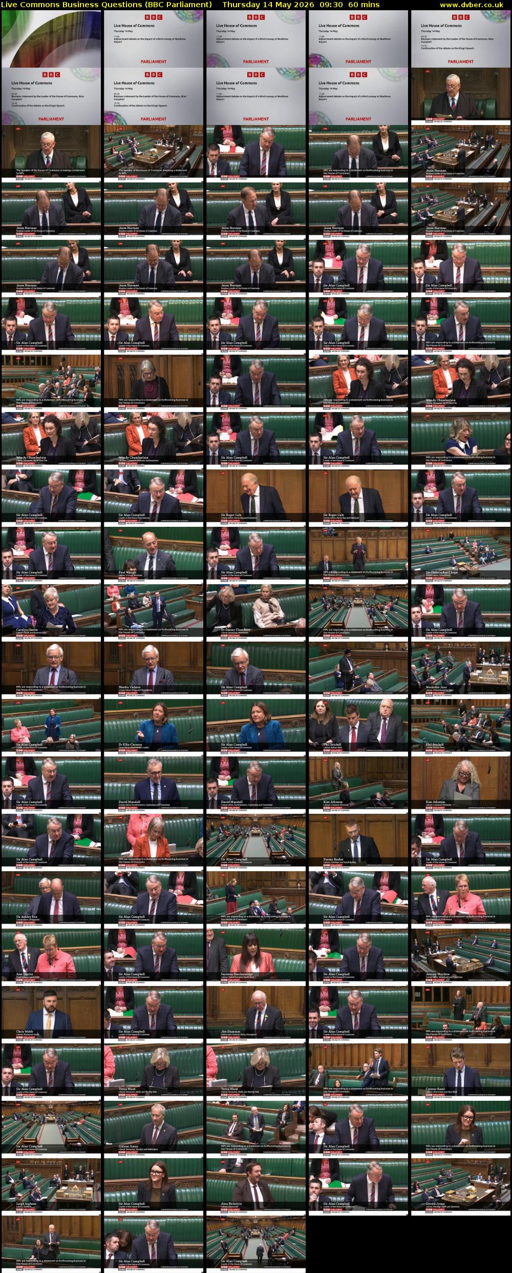 Live Commons Business Questions (BBC Parliament) Thursday 14 May 2026 09:30 - 10:30
