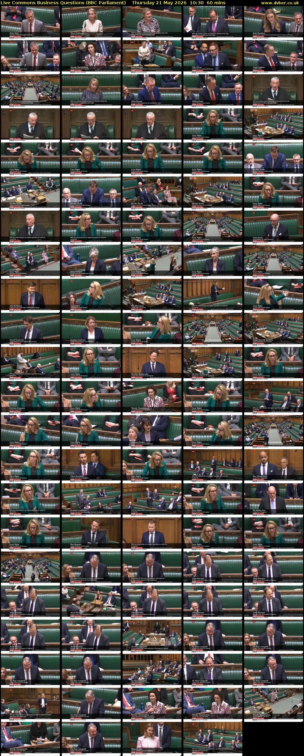 Live Commons Business Questions (BBC Parliament) Thursday 21 May 2026 10:30 - 11:30