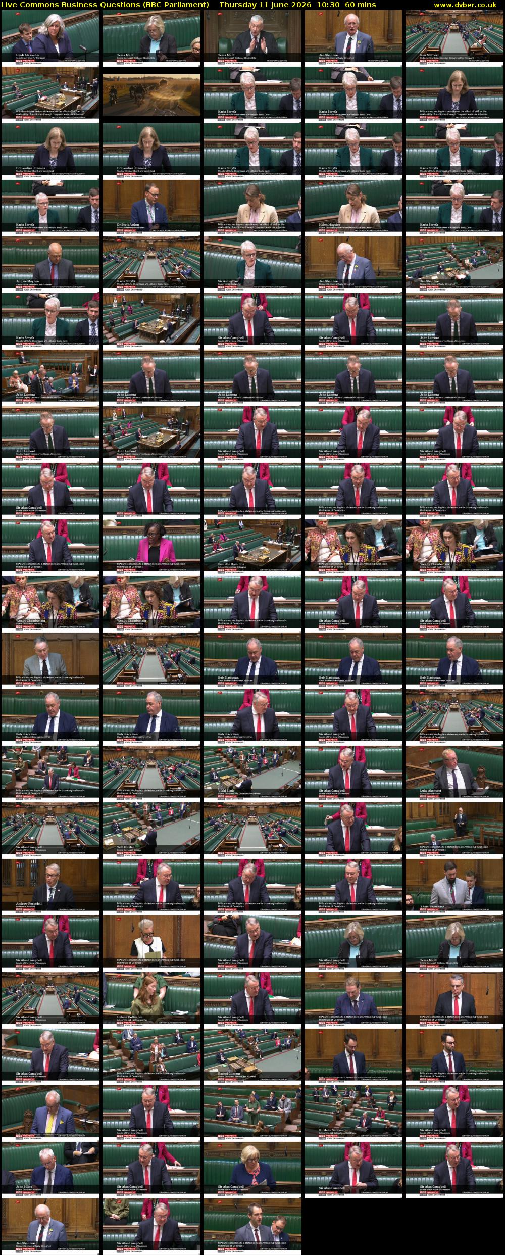 Live Commons Business Questions (BBC Parliament) Thursday 11 June 2026 10:30 - 11:30