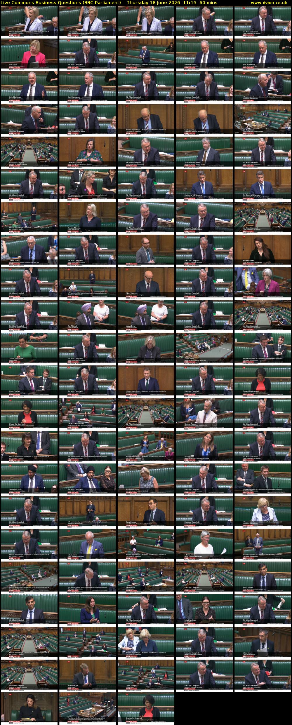 Live Commons Business Questions (BBC Parliament) Thursday 18 June 2026 11:15 - 12:15
