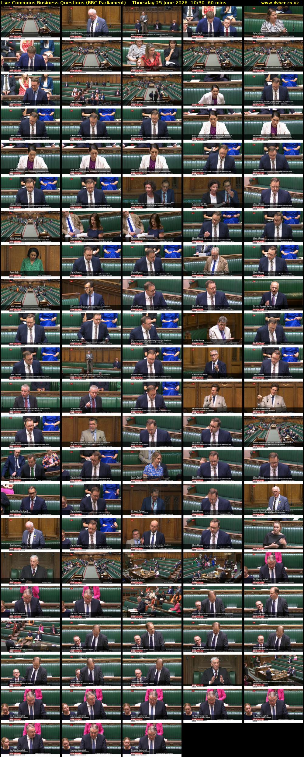 Live Commons Business Questions (BBC Parliament) Thursday 25 June 2026 10:30 - 11:30