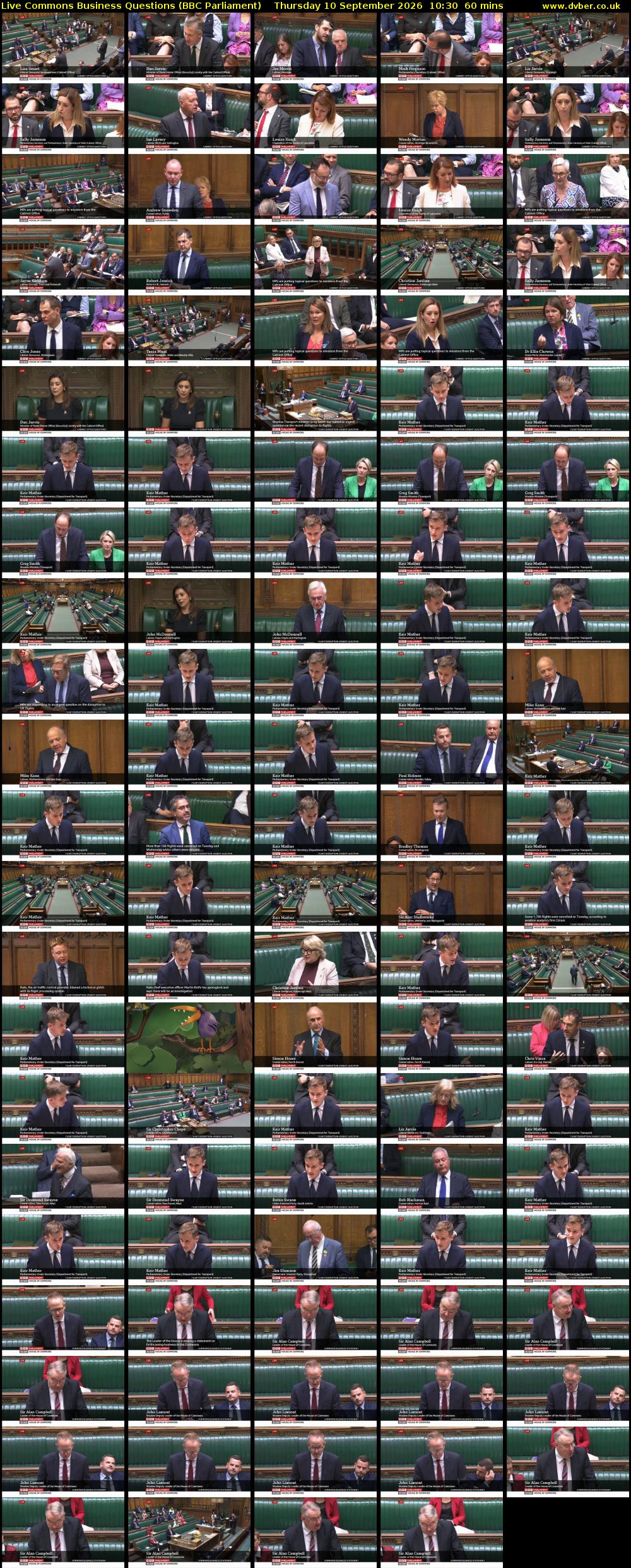 Live Commons Business Questions (BBC Parliament) Thursday 10 September 2026 10:30 - 11:30
