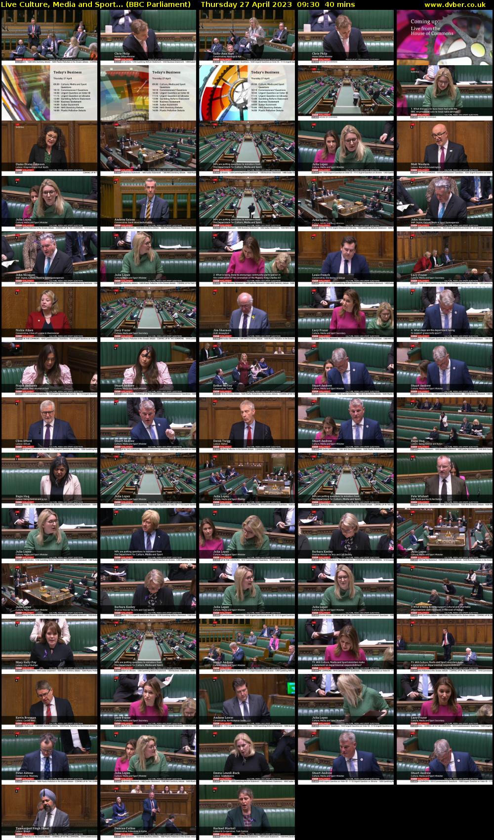 Live Culture, Media and Sport... (BBC Parliament) Thursday 27 April 2023 09:30 - 10:10