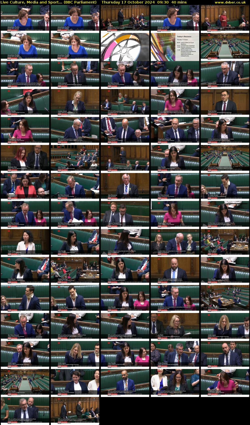 Live Culture, Media and Sport... (BBC Parliament) Thursday 17 October 2024 09:30 - 10:10