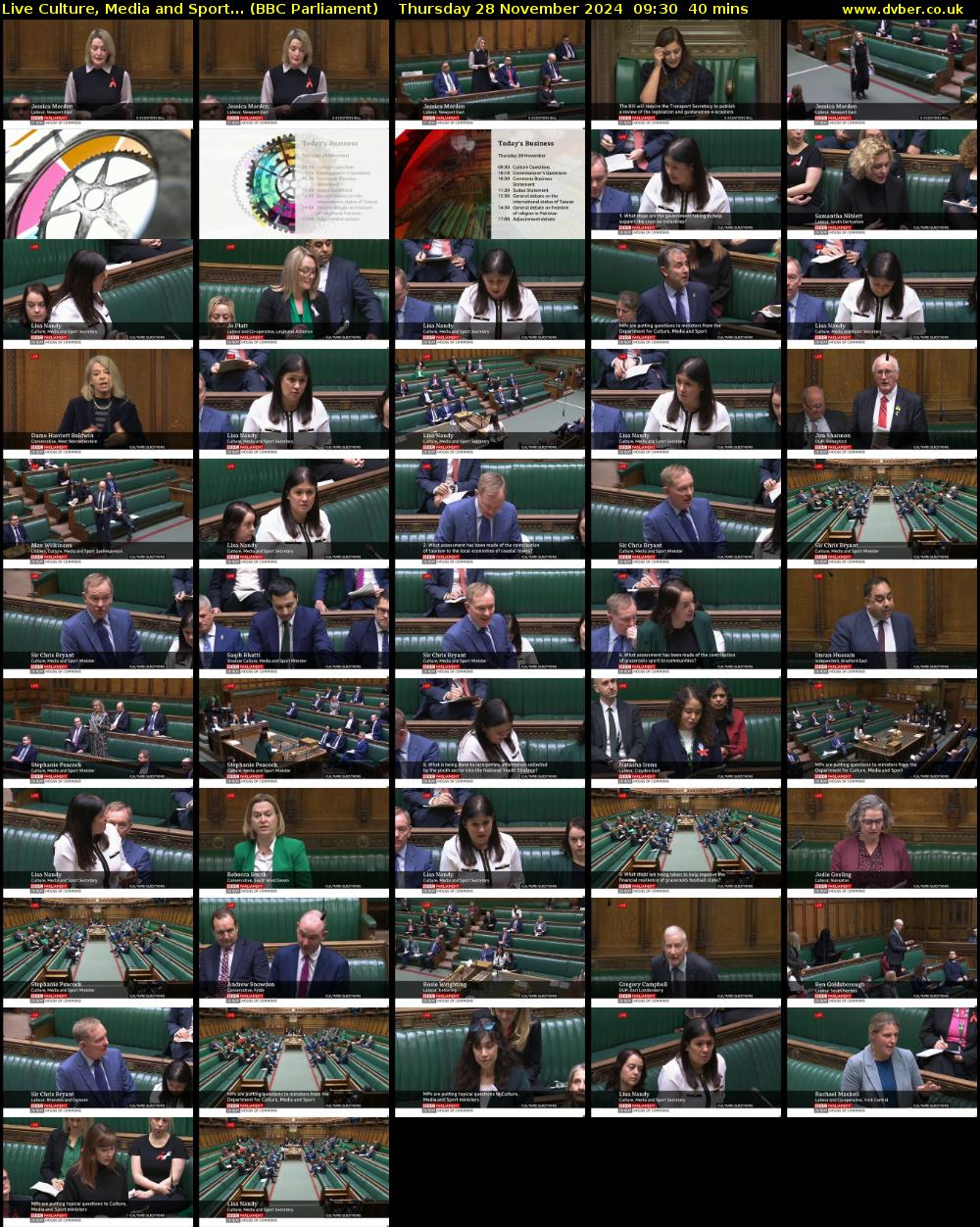 Live Culture, Media and Sport... (BBC Parliament) Thursday 28 November 2024 09:30 - 10:10