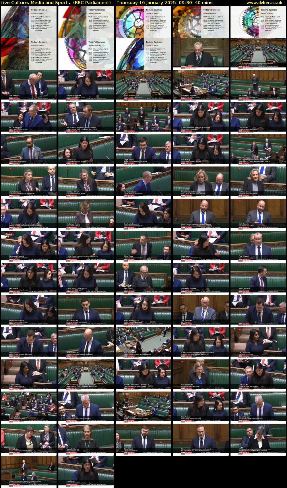 Live Culture, Media and Sport... (BBC Parliament) Thursday 16 January 2025 09:30 - 10:10