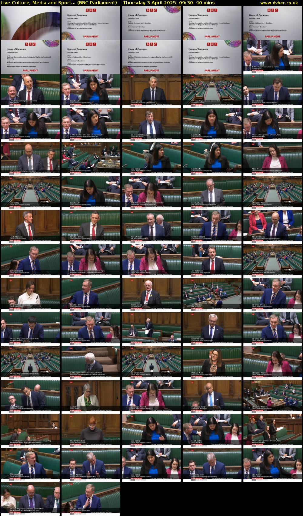 Live Culture, Media and Sport... (BBC Parliament) Thursday 3 April 2025 09:30 - 10:10