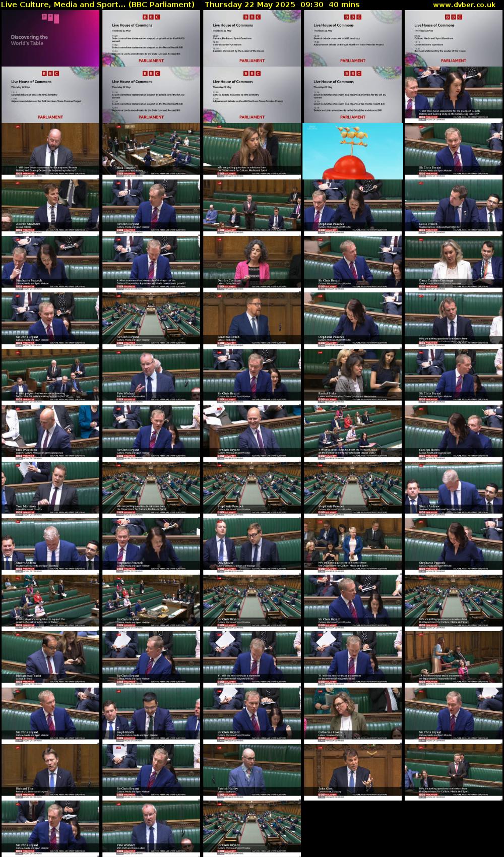Live Culture, Media and Sport... (BBC Parliament) Thursday 22 May 2025 09:30 - 10:10