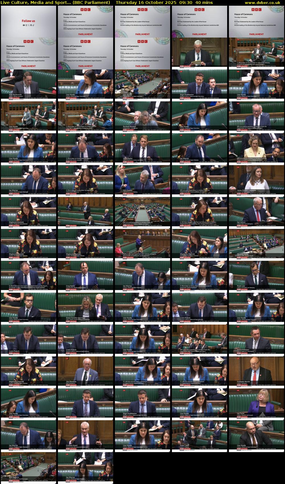 Live Culture, Media and Sport... (BBC Parliament) Thursday 16 October 2025 09:30 - 10:10