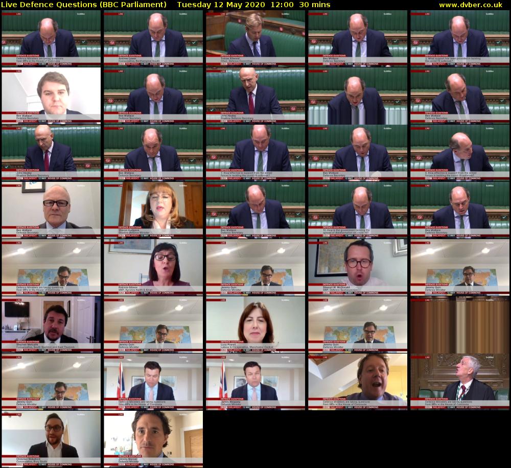 Live Defence Questions (BBC Parliament) Tuesday 12 May 2020 12:00 - 12:30