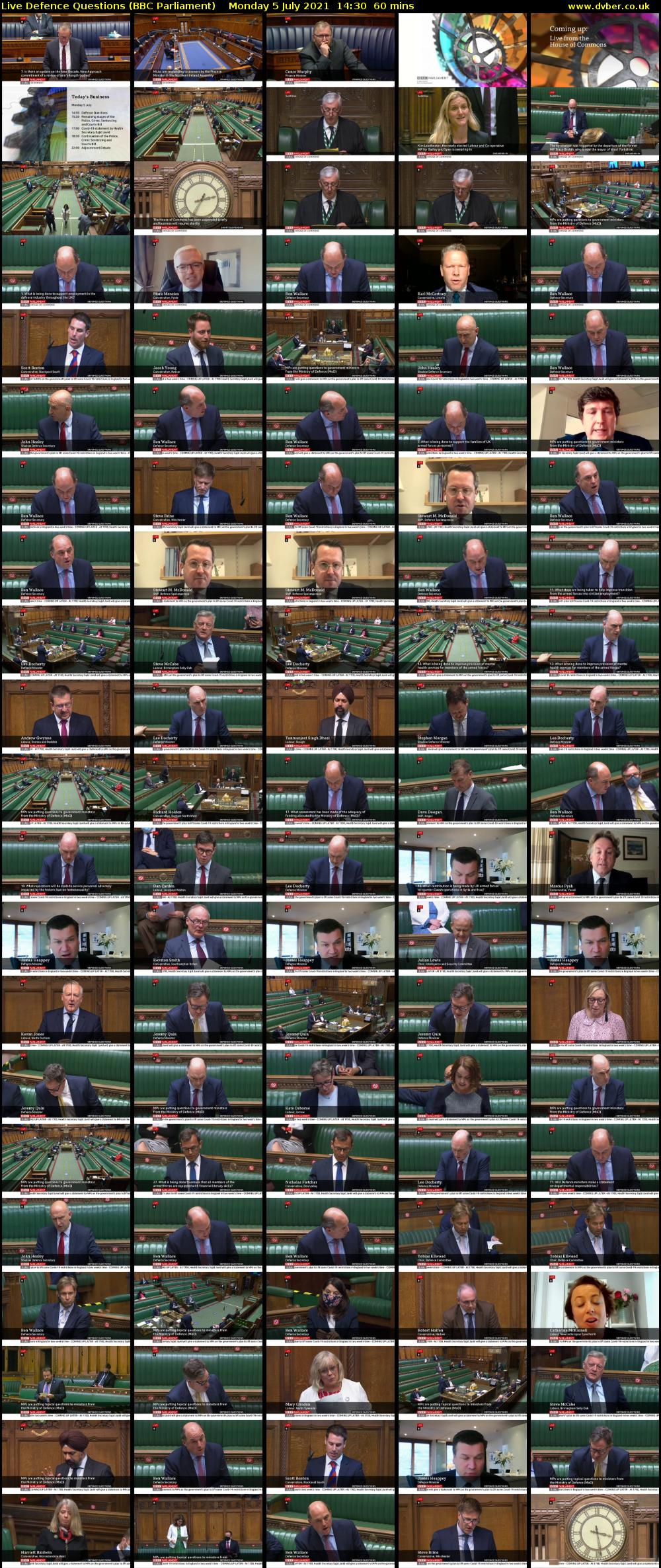 Live Defence Questions (BBC Parliament) Monday 5 July 2021 14:30 - 15:30