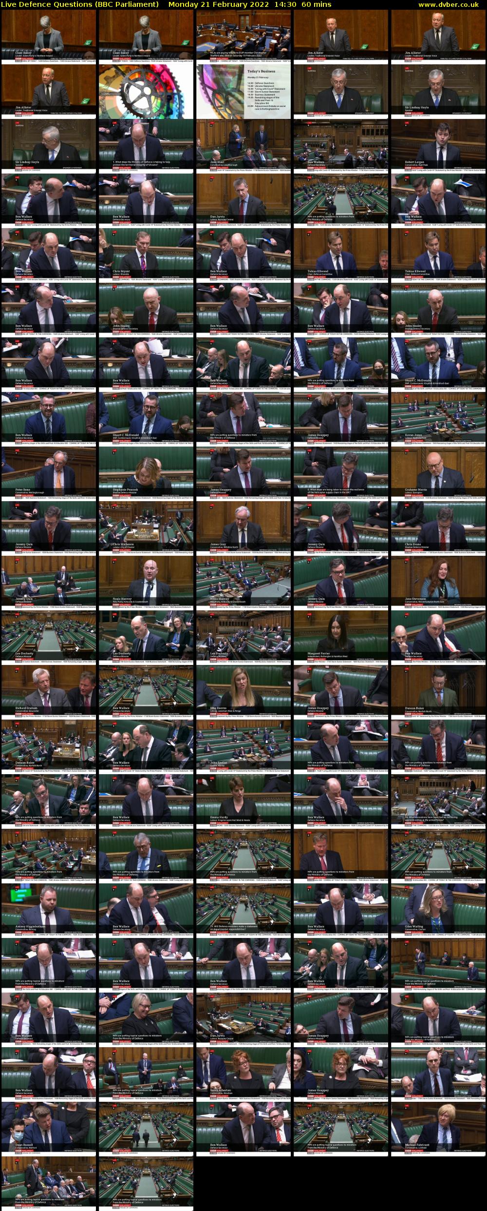 Live Defence Questions (BBC Parliament) Monday 21 February 2022 14:30 - 15:30